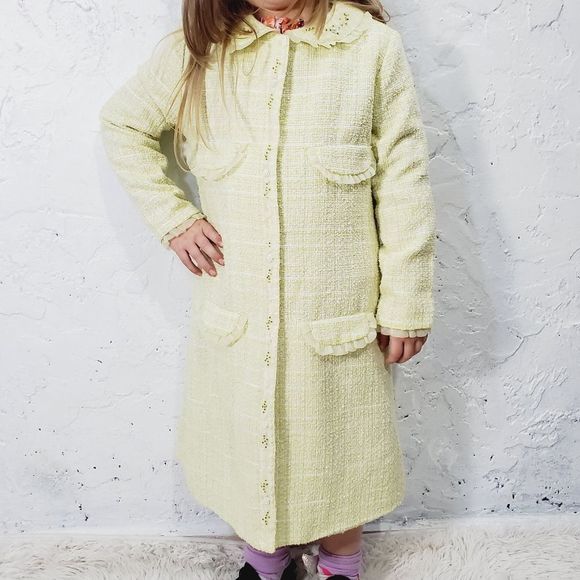 Biscotti Collezioni yellow blend tweed fashipn toddler coat size 6 - Picture 3 of 16